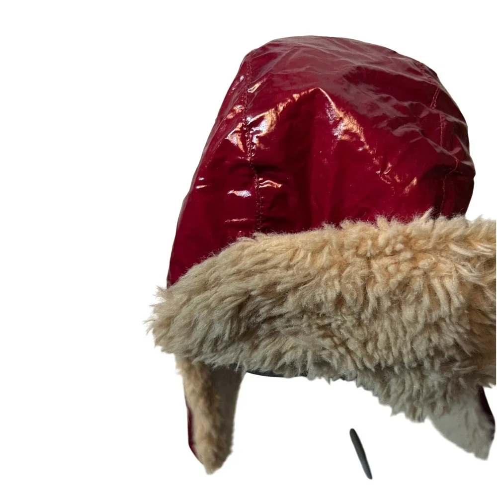 7 A.M. Enfant Polar Hat 200 CH200 Burgundy Faux Fur Trapper‎ Medium 1-2T